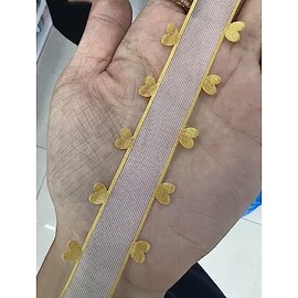 Chexin 25 mm x 18 m White Ribbon with Gold Hearts, Gift Ribbon Heart Ribbon, Hearts Organza Ribbon, Tulle Ribbon, Decorative Ribbon for Car, Wedding, Decoration, Party, Christmas, Car Jewellery, Hair