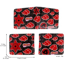 Roffatide Anime Naruto Wallets Akatsuki Red Cloud Sharingan Anti Leaf Wallets Artificial Leather Slim Bi-Fold Wallet Multi Purpose Wallet