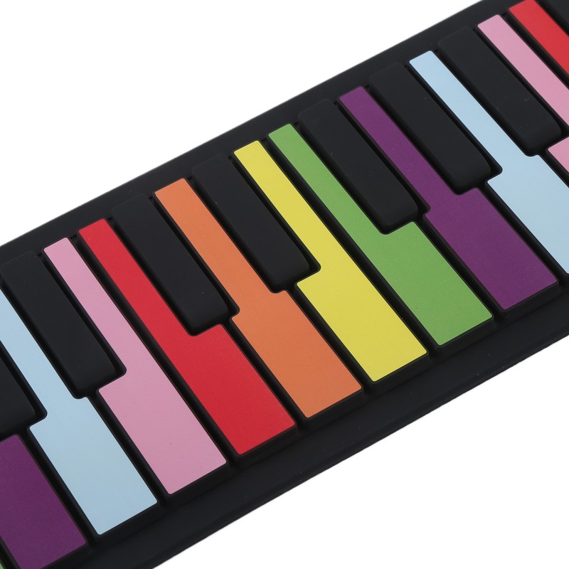 Roll Up Piano 49 Keys Kids Flexible Rainbow Keyboard Portable