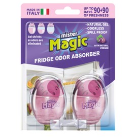 Mister Magic Refrigerator Odor Absorber – Fridge Deodorizer, Long Duration, Up to 90 Days, Safe, Available in Different Variations, Natural Gel, Odorless, Double Pack (Pack of 1, With Vinegar)