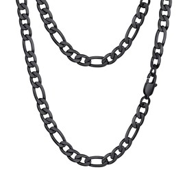 PROSTEEL Black Figaro Chain Necklace Punk Men Jewelry 28 inch Stainless Steel Long Chains Necklaces
