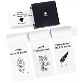 Phomemo M02 Pocket Thermal Bluetooth Photo Printer + 3 Rolls Sticker Paper