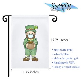 Decorative Garden Flag | Leprechaun With Mask | Single Side Print | March St Patricks Paddys Day Green Irish Lawn Decor America House Outdoor Decorations Spring