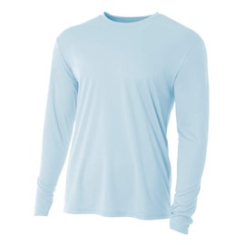 A4 Men's Cooling Performance Long Sleeve Crew, Pastel Blue, Large
