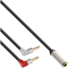 InLine 99251 Slim Audio Kopfhörer Flugzeug-Adapterkabel, 2x 3,5mm Klinke ST an 3,5mm Klinke BU 3pol., 0,15m