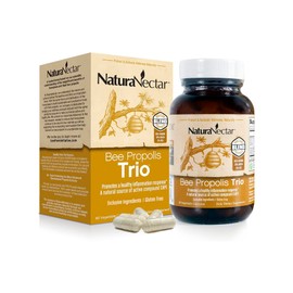 NaturaNectar - Bee Propolis Trio Capsules, NSF Certified Premium Brazilian Propolis - Gluten-Free Supplements with More Diverse Flavonoids & PWE - Naturally Sourced Through Ethical Beekeeping (60pcs.)