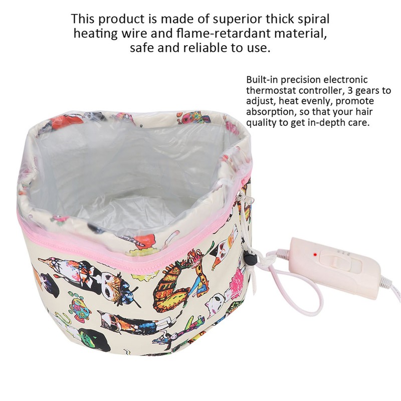 Electric Hair Steamer Cap 3 Gears Temperature Adjustable Heating Cap