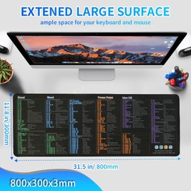 Excel/Word/Power Point/Mac OS, alfombrilla de mouse para Mac OS, los 50 más utilizados de atajos de teclado, alfombrilla de mouse antideslizante e impermeable para juegos grandes (Mac Excel/Word/PPT