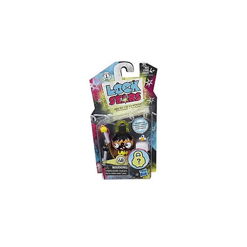 Hasbro E3103 Lock Stars Single Series 1 Padlock, Black/neon Orange