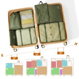 YEEYAA Packing Cubes for Travel - 8 Set Luggage Organizer Bags for Family, Mesh Breathable Packing Cubes for Suitcases Durable Travel Essentials Bags Set