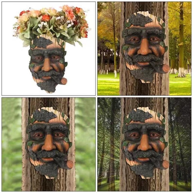 Tree Faces Decor Old Man Tree Hugger Statues Outdoor Funny