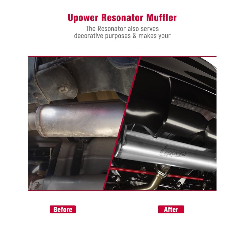UPOWER 3" Inlet&Outlet Exhaust Resonator,9" Overall Length Center Straight Through