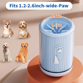 Compact Pet Paw Cleaner with 2 Absorbent Towels - Ergonomic Non-Slip Dog/Cat Foot Washer for Small & Medium Breeds, Portable Muddy Paw Cleaner Tool + Gentle on Puppy Paws - Blue