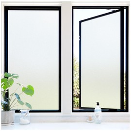 rabbitgoo Window Privacy Film, Frosted Glass Window Clings, Removable Static Cling Frosting, Anti-UV Glass Door Covering, Opaque Sticker for Home, Pure, 17.5" x 118.1"