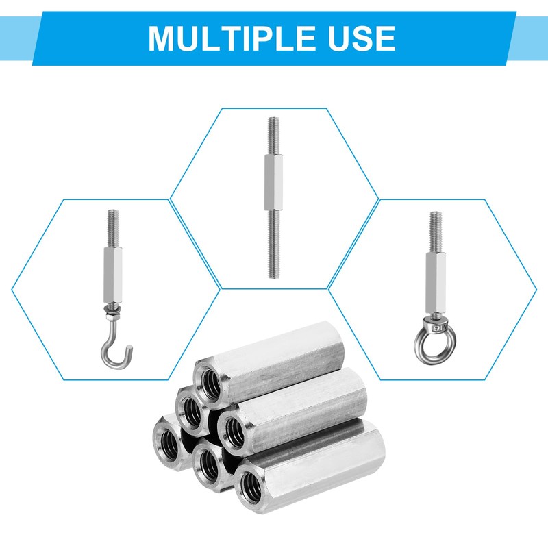 PATIKIL 5/16"-18 UNC 304 Stainless Steel Hex Coupling Nuts, 8