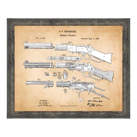 Winchester Wall Art, Framed Patent Print of Winchester Rifle, Man Cave Decor, Unique Gift Idea or Home Decor, 2162BW