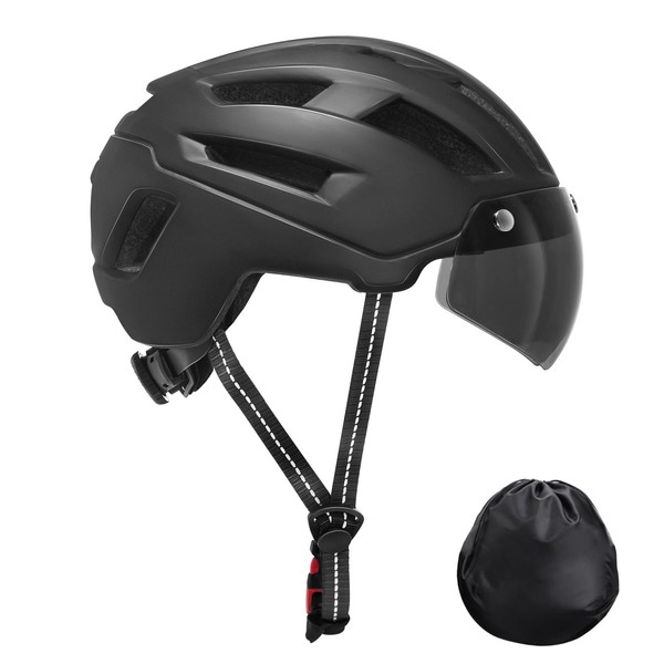 Bicycle Helmet, For Adults, High Rigidity, Shockproof, CE EN1078 Safety Standard Certified, Large, 22.4 - 24.4 inches (57 - 62 cm), Magnetic Goggles, Easy to Put on and Take Off, Ultra Lightweight, 16 Ventilation Holes, Insect Protection, Adjustable Size