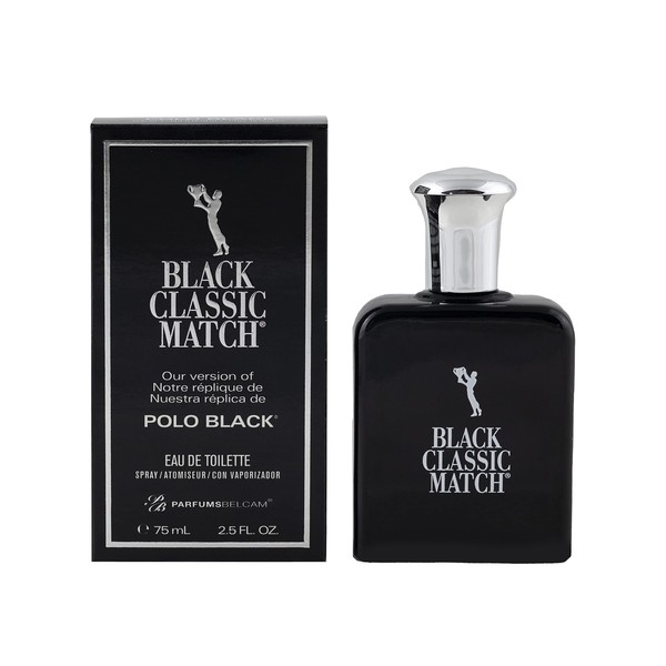 PB ParfumBelcam - Black Classic Match Eau de Toilette Body Spray for Men, Inspired by Polo Black 2.5 Fl Oz