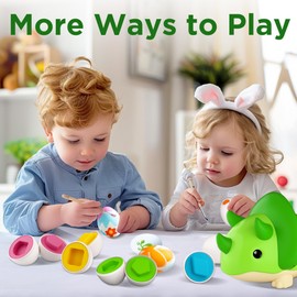 iPlay, iLearn Toddler Matching Egg Toys, Dinosaur Toy for 2 Year Old, Baby Dino Montessori Learning Educational Shape Sorting Match Game, Birthday Gift for 18 Month 2 3 4 Year Old Kids Infant Boy Girl