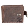 Men's Brown Natural Leather Wallet with a Shark, brown, Minimalist