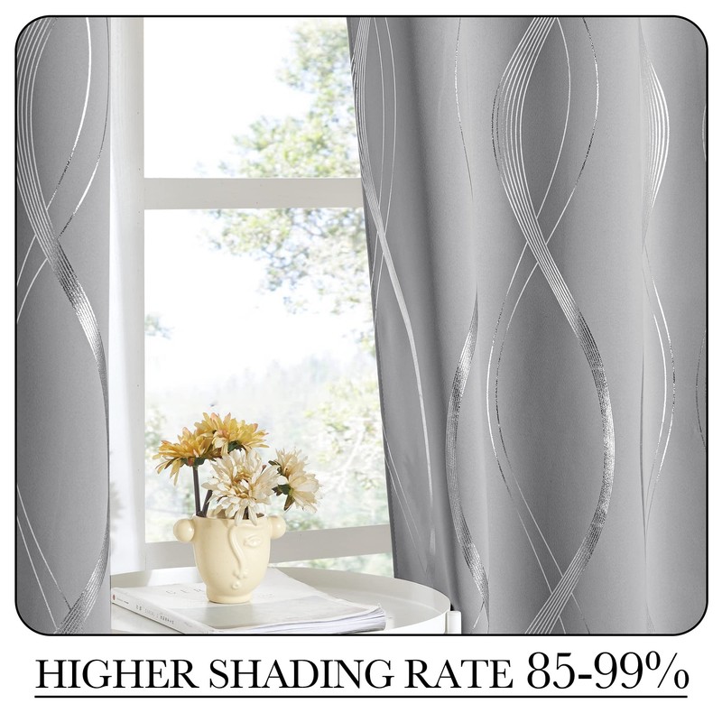 NICETOWN Kitchen Blackout Curtain Panels, Silver Grey, Set of 2,