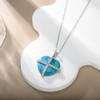 SHINYKEND Turquoise Heart Necklace with Cross for Girls Women, 925