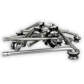 Haltec Ten TR510 90 Degree 5 1/2 inch Bent Truck and Bus Tire Nickel Plated Valve Stems for Drop Center Aluminum Disc Wheels with 0.625 (5/8 inch) inch Valve Holes. TV-510 Valve Stems.