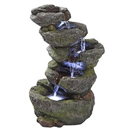 Water Fountain with LED Light - Breakneck Falls Garden Decor Rock Fountain - Outdoor Water Feature