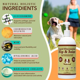 Natural Dog Company Natural Dog Company Liquid Glucosamine Hip & Joint Oil for Dogs, 16 oz, Extra Strength Cartilage & Joint Support, Helps Mobility and Eases Occasional Stiffness, Dog Vitamins & Supplements