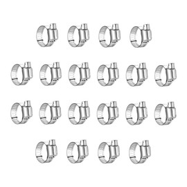 Hose Clamps Assortment Kit, 20Pcs 1/4"-7/16" (6-12mm) Adjustable Worm Gear Pipe Hose Clamps, Fuel Line Hose Clamps Heavy Duty for Plumbing, Automotive, Washing Machine, Mechanical