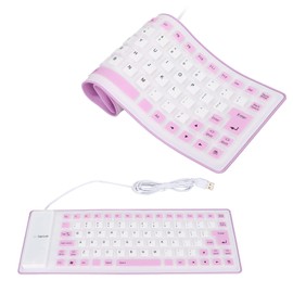 Teclado de Silicona, Teclado Flexible Plegable, Teclado USB Silencioso para Juegos, 85 Teclas, Diseño Completamente Sellado, Teclado Suave Enrollable Silencioso, Teclado de Silicona con(Púrpura)