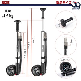 BETO SP-003AGN Suspension Pump for Air Suspension, Compatible with American Valves, High Pressure 400 psi / 28 bar, Large Gauge for Mountain Bike MTB