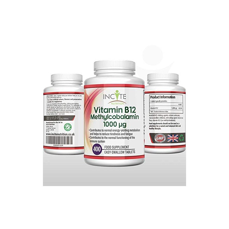 Vitamin B12 1000mcg | Methylcobalamin 400 Easy Swallow Vegan Tablets