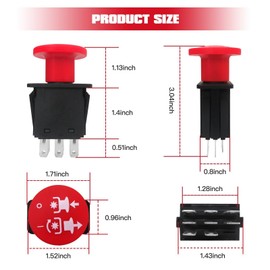WELURE 8 Terminals 10 AMP Clutch PTO Switch Fit for Hustler: Raptor 42", Raptor Pto for Deck, 2009 Fastrak SD 54", Zero Turn 60 Replaces 4174684, 500016, 725-07534, 2721505, 430-528 - Red