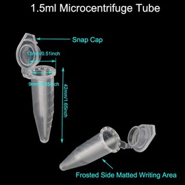 Pack of 300 Sample Tubes, 1.5 ml, Reaction Vessels, Fabric Capsules, Coke Tubes, Empty Centrifuge Tubes, Transparent Reaction Vessels, Fabric Capsules