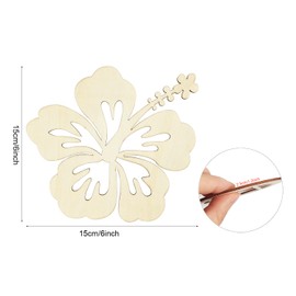 15 Pack 6 Inch Wood Hibiscus Flower Cutouts Unfinished Wood Hibiscus Flower Crafts Wooden Hibiscus Flower Hanging Ornaments DIY Hibiscus Flower Craft Gift Tags for Home Party Decoration