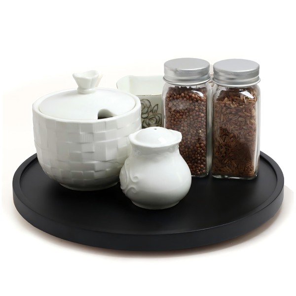 10-inch Black Wood Lazy Susan Organizers, ACIAZAAZ Lazy Susan Turntable