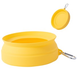 Wassernapf für Hunde aus Silikon, faltbar, für Auto, Camping, Fahrzeugmontage, 3 Modi, weiß (gelb)