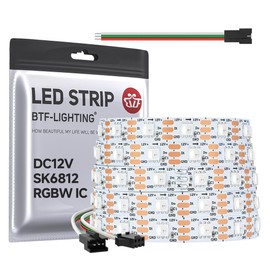 BTF-LIGHTING SK6812(Similar WS2812B) RGBW RGB+Cool White(6000K) Individually Addressable DC12V 16.4FT 60LED/Pixels/m 4 Colors in 1 Light Dream Color LED Strip IP65 White PCB(No Adapter or Controller)