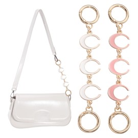PATIKIL Bag Extender Chain, 2 Pcs Purse Strap Extenders Moon Shape Chain Purse Making Supplies for Replacement Handbag Shoulder Bag Wallet Decoration, White/Pink