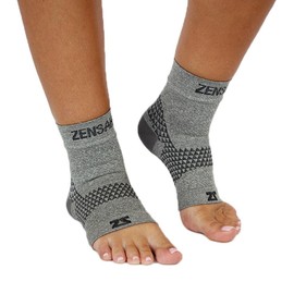 Zensah Plantar Fasciitis Sleeve - Relieve Heel Pain, Arch Support, Reduce Swelling - Compression Foot Sleeve, Plantar Fasciitis Sock (Small, 1 Pair - Heather Grey)