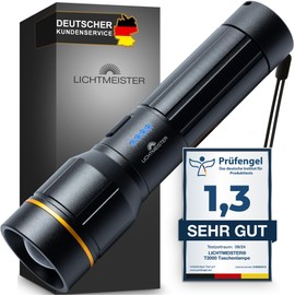 LICHTMEISTER LICHTMEISTER? Taschenlampe (2000 Lumen, 5000 mAh Akku) - Taschenlampe LED aufladbar - LED Taschenlampe extrem Hell
