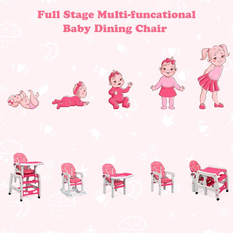 INFANS 5 in 1 Baby High Chair, Convertible Toddler Table