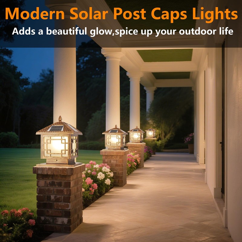 SLAWA Outside Housing Post Lighting Fixtures 9.8In Solar Post Caps