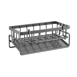 AIXXCUVQ Versatile Kitchen Shelf Organizer Space-Organizing Rack For Kitchen Spreaders Durable Carbon Steel Bathroom Accessories, Gray with pole