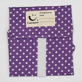 the Wrapper, Re Wrap It Sandwich Bags, Purple with White Dots, No Waste Packaging, Eco Friendly, Reusable Food Wraps. Made In Scotland.