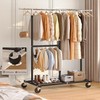 Raybee Heavy Duty Clothes Rack, Adjustable Clothing Rack with Wheels,