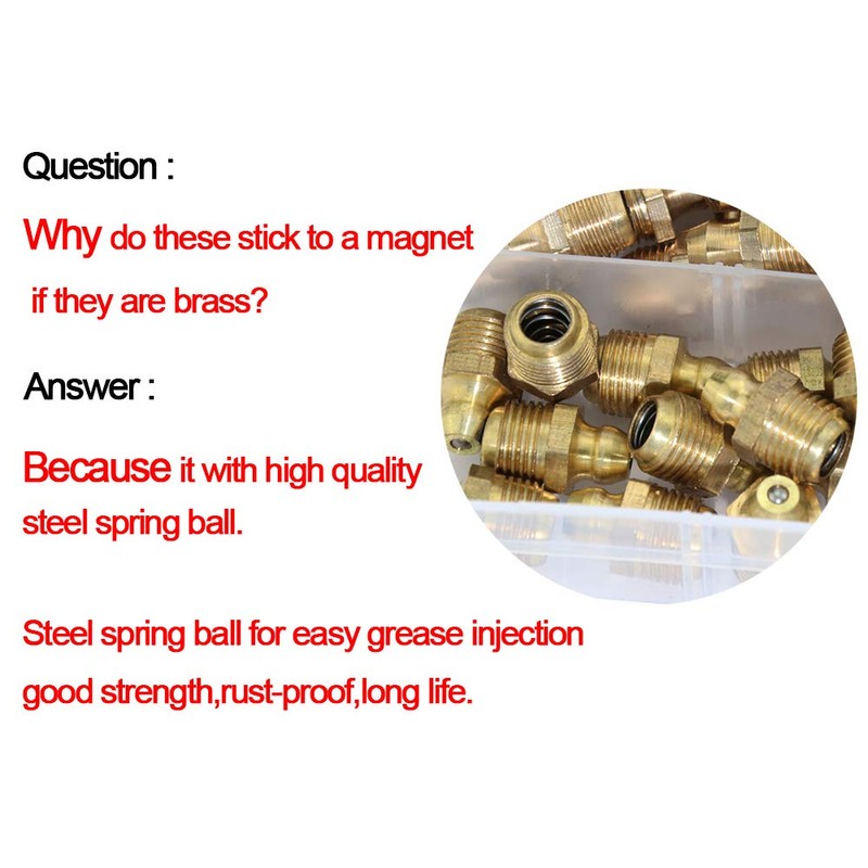 Boeray 115pcs 1/4“ 1/8” Hydraulic Grease Brass Zerk Fitting SAE