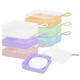 Plastic Square Cotton Pad Holder Pack of 6 Cosmetic Cotton Pad Holder Semi-translucent Portable Travel and Sealed Suitable for Makeup Remover Cotton Cotton Balls Beads (6 Squares 3.2 * 3.2 * 1 inches)