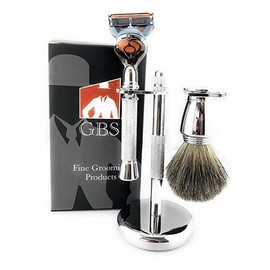 G.B.S GBS New 3pc Fusion Chrome Shaving Set for Men
